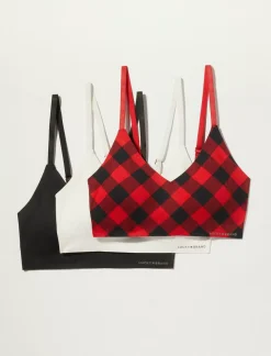 Lucky Brand 3 pack buffalo plaid bra dark red*WOMEN Intimates & Sleepwear