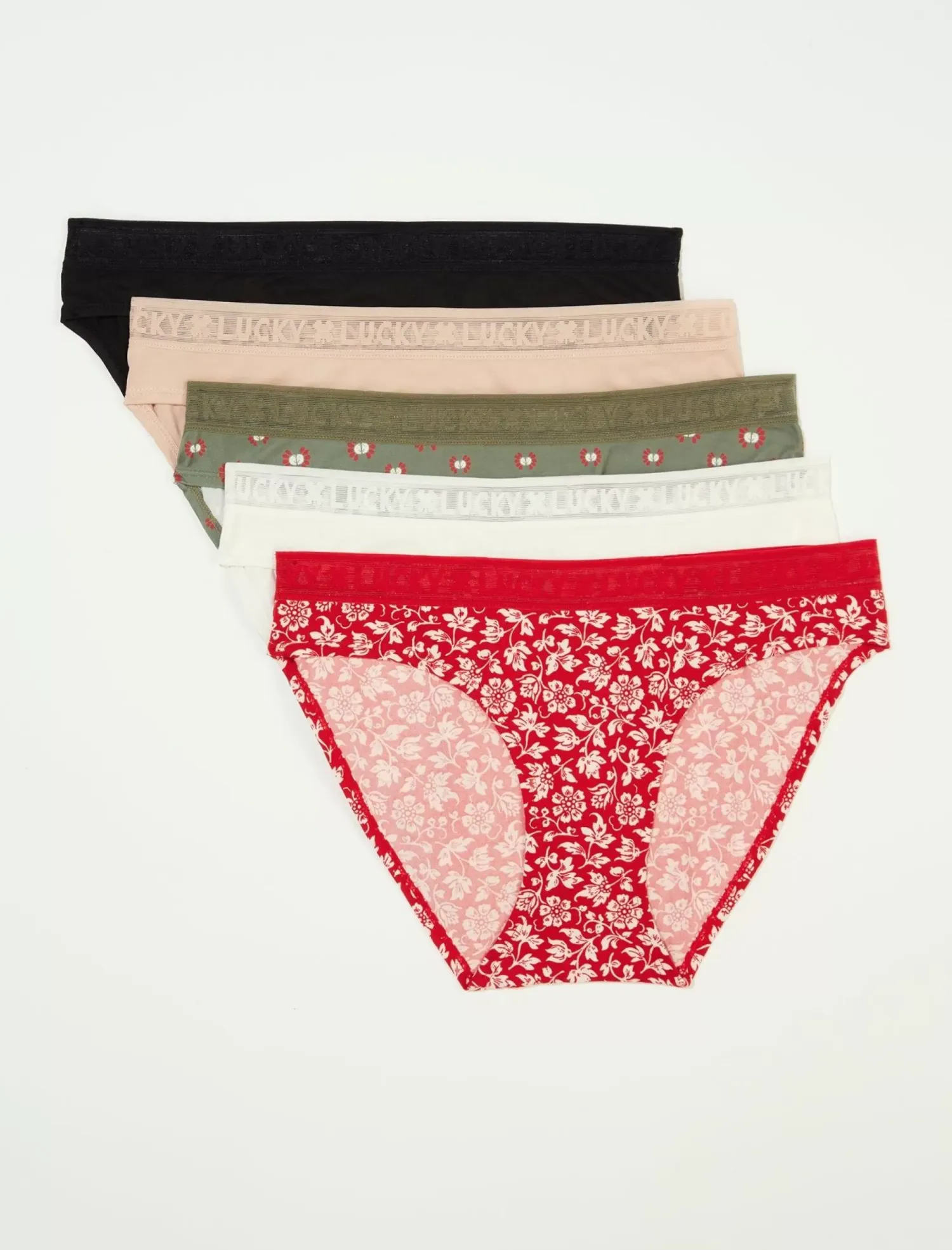 Lucky Brand 5 pack floral hipster dark red*WOMEN Intimates & Sleepwear