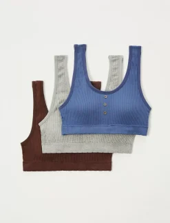 Lucky Brand 3 pack ribbed button bra varsity navy*WOMEN Intimates & Sleepwear