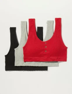 Lucky Brand 3 pack ribbed button bra dark red*WOMEN Intimates & Sleepwear
