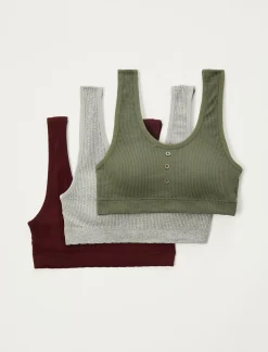 Lucky Brand 3 pack ribbed button bra dark green*WOMEN Intimates & Sleepwear