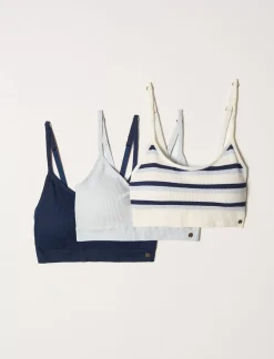 Lucky Brand 3 pack seamless multi stripe bra set buff*WOMEN Intimates & Sleepwear
