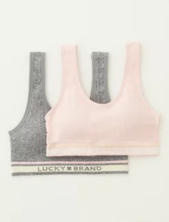 Lucky Brand 2 pack varsity logo seamless bralette set light pink*WOMEN Intimates & Sleepwear