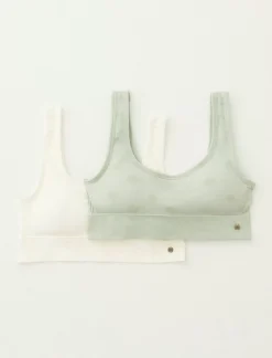 Lucky Brand 2 pack woodblock print bra medium light green*WOMEN Intimates & Sleepwear