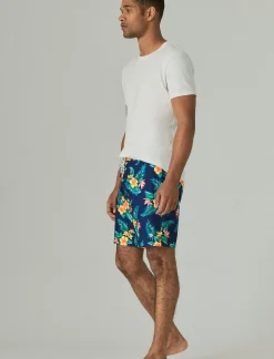 Lucky Brand 8" stretch board short navy tropical floral*MEN Swim