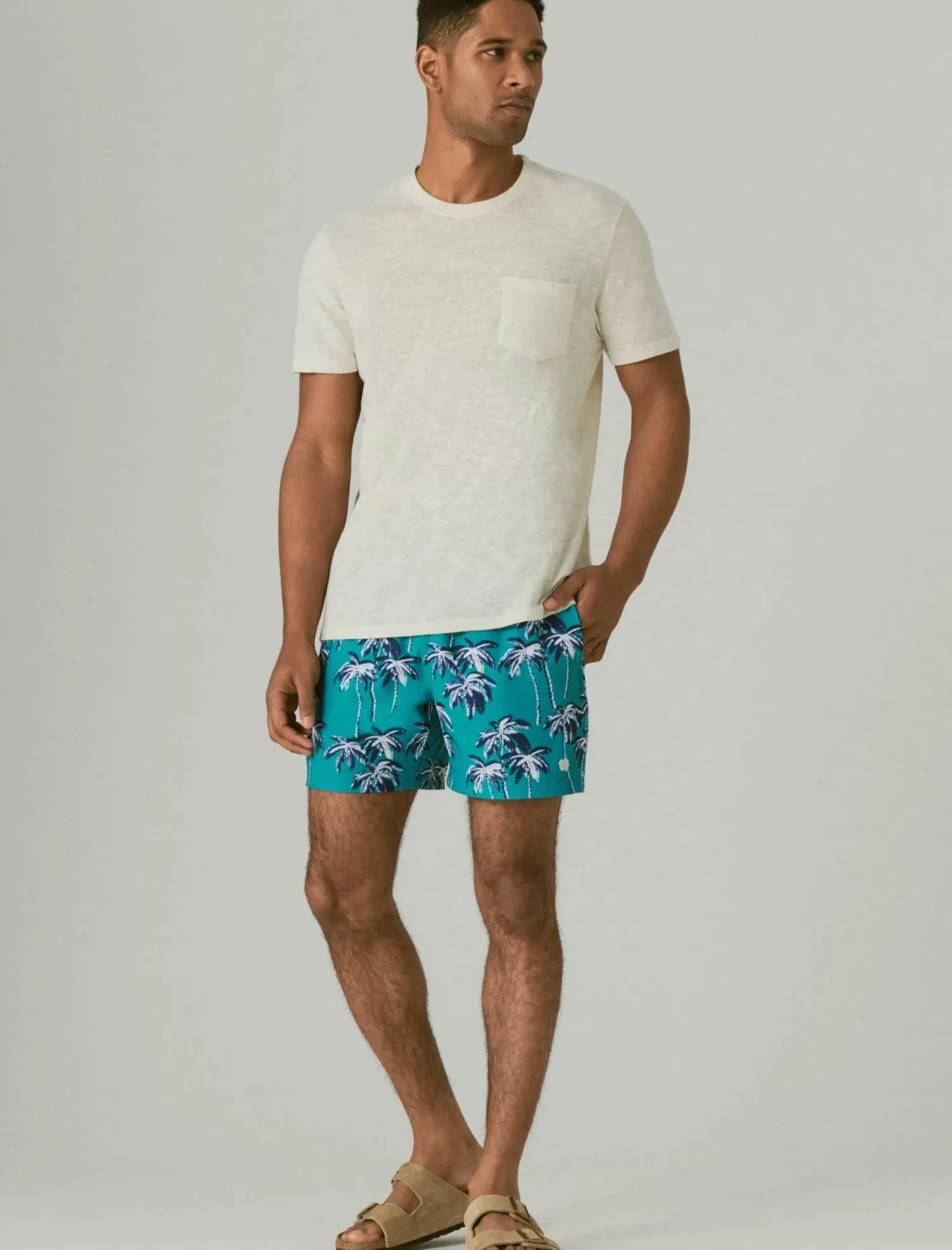 Lucky Brand 6" stretch swim short turquoise print*MEN Swim