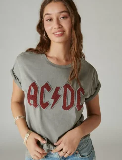 Lucky Brand acdc beaded boyfriend tee castle rock*WOMEN Graphic Tees