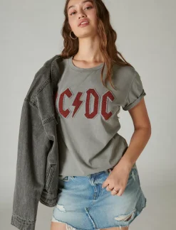Lucky Brand acdc beaded boyfriend tee castle rock*WOMEN Graphic Tees