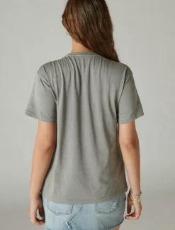 Lucky Brand acdc beaded boyfriend tee castle rock*WOMEN Graphic Tees