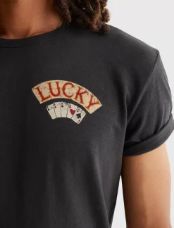 Lucky Brand aces over eights tee jet black*MEN Graphic Tees