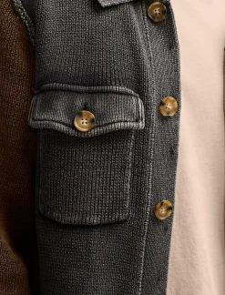 Lucky Brand acid wash button through sweater cardigan black acid wash*MEN Sweaters