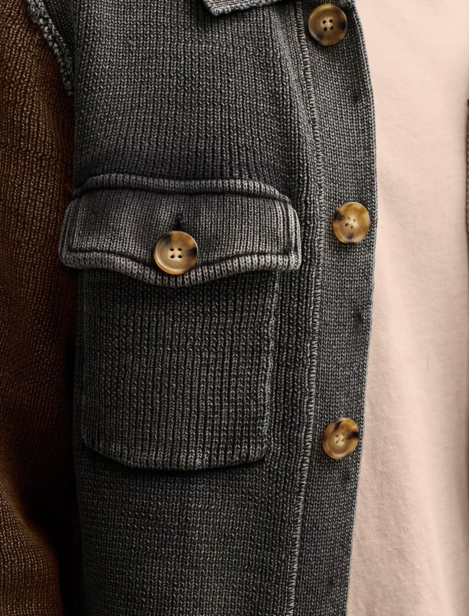 Lucky Brand acid wash button through sweater cardigan black acid wash*MEN Sweaters