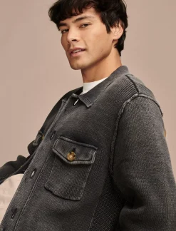 Lucky Brand acid wash button through sweater cardigan black acid wash*MEN Sweaters