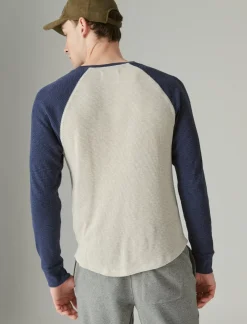 Lucky Brand acid wash colorblock thermal crew oat multi*MEN Shirts & Tops
