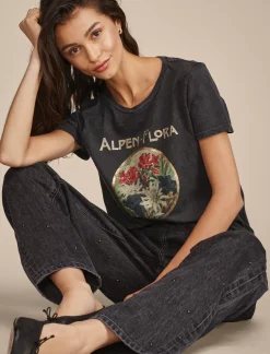 Lucky Brand alpen flora classic crew tee moonless night*WOMEN Graphic Tees