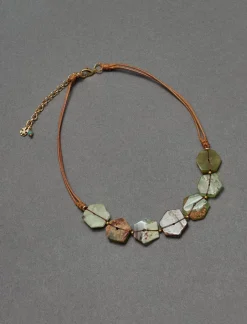 Lucky Brand amazonite stone threaded necklace gold*WOMEN Jewelry