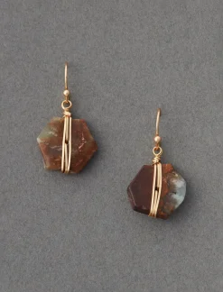 Lucky Brand amazonite wrapped drop earring gold*WOMEN Jewelry