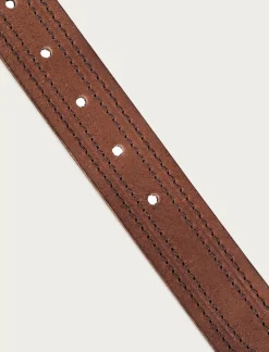 Lucky Brand antiqued leather belt with darker stitching detail medium brown*MEN Belts