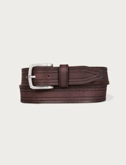 Lucky Brand antiqued leather belt with darker stitching detail dark brown*MEN Belts