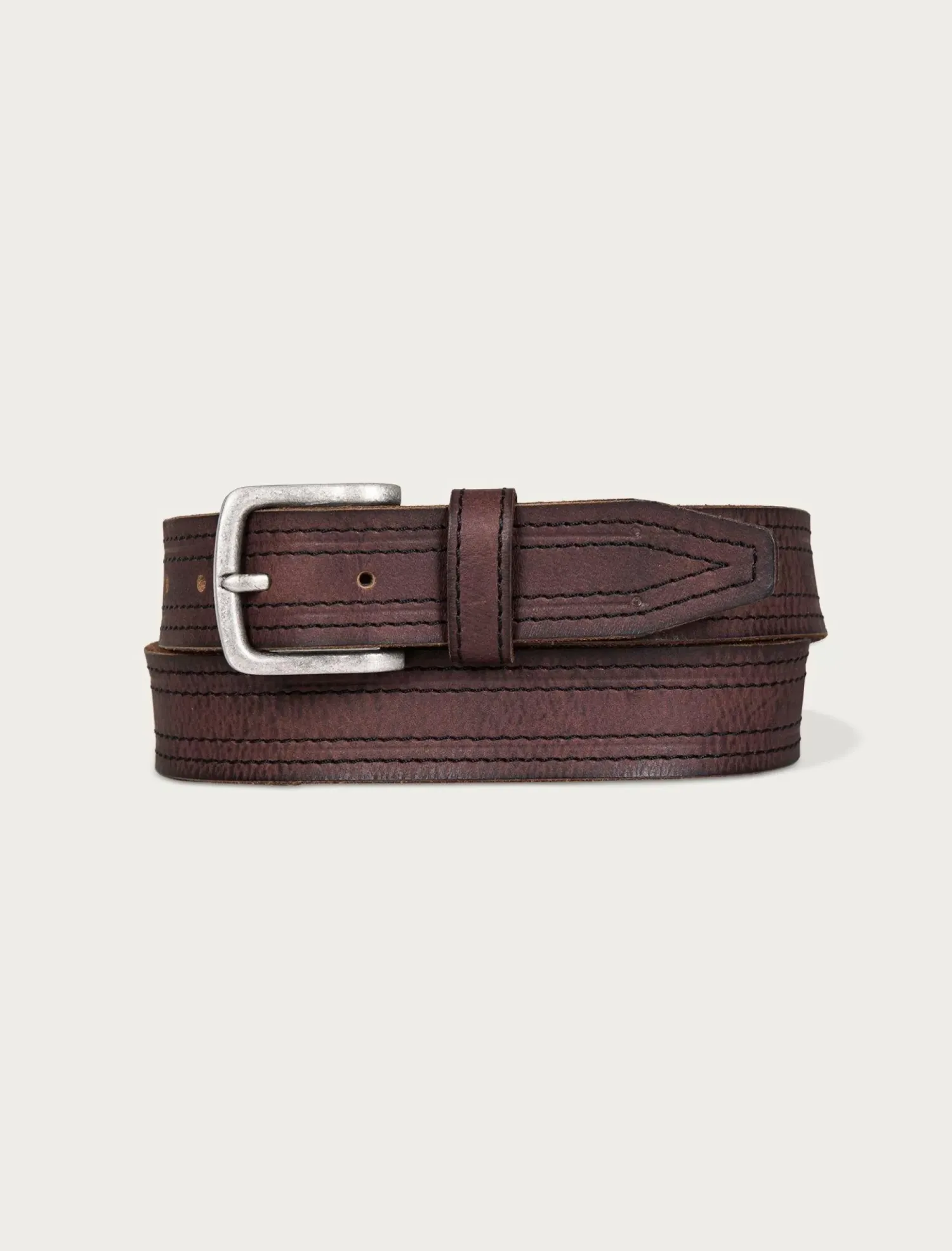Lucky Brand antiqued leather belt with darker stitching detail dark brown*MEN Belts