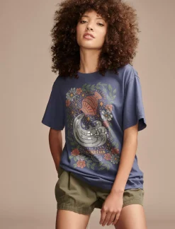 Lucky Brand aquarius boyfriend tee washed blue*WOMEN Graphic Tees
