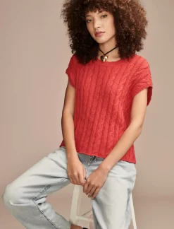 Lucky Brand baby cable crew sweater bittersweet*WOMEN Sweaters & Sweatshirts