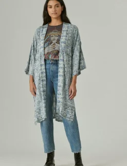 Lucky Brand bandana print maxi kimono blue multi*WOMEN Kimonos