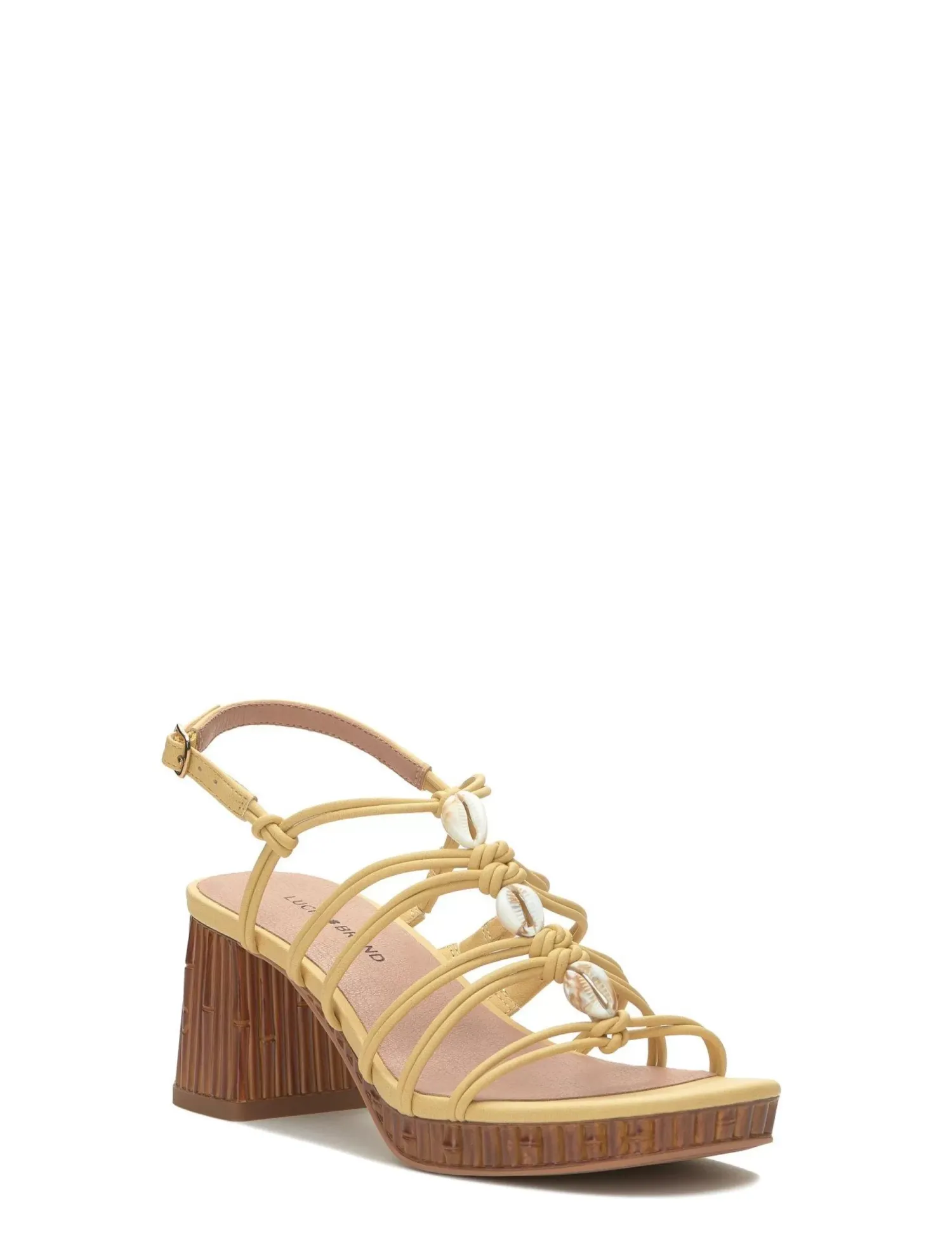 Lucky Brand bassie strappy shell block heel light yellow*WOMEN Shoes