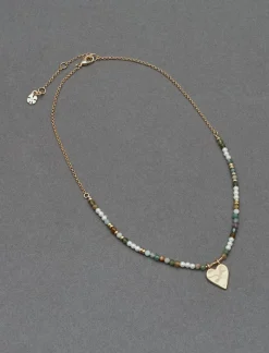 Lucky Brand bead pearl heart pendant gold*WOMEN Jewelry