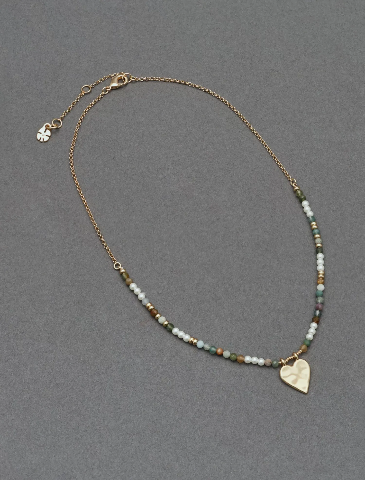 Lucky Brand bead pearl heart pendant gold*WOMEN Jewelry