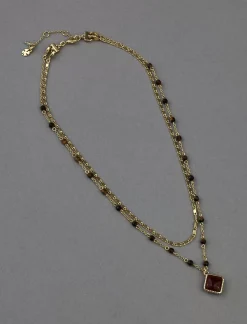 Lucky Brand beaded chain layer necklace gold*WOMEN Jewelry