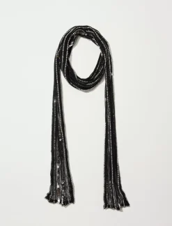 Lucky Brand beaded chiffon skinny scarf black*WOMEN Scarves & Bandanas