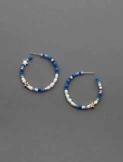 Lucky Brand beaded hoop earring two tone*WOMEN Jewelry
