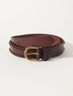 Lucky Brand beaded leather belt medium brown*WOMEN Belts