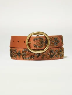 Lucky Brand beaded leather belt dark brown*WOMEN Belts