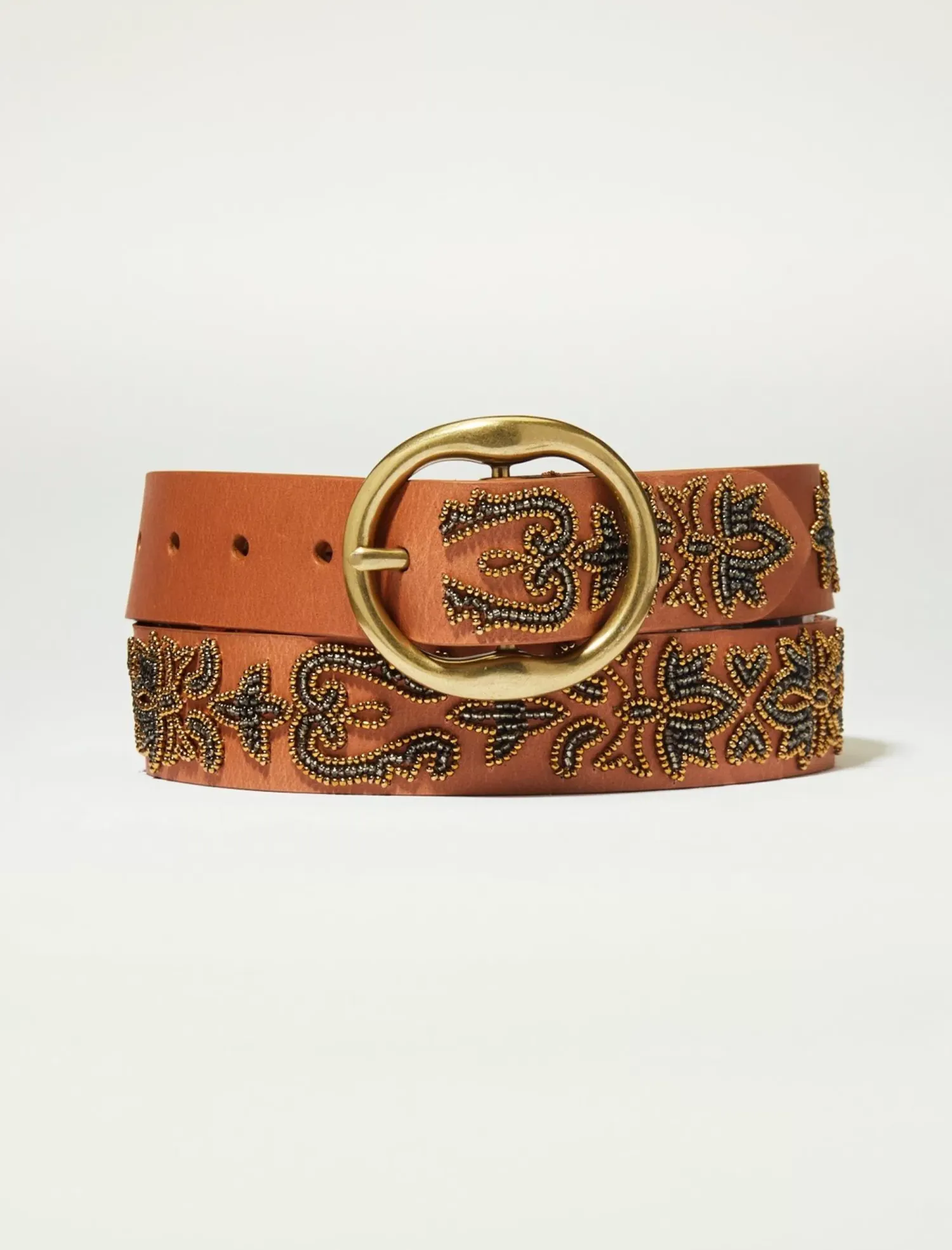 Lucky Brand beaded leather belt dark brown*WOMEN Belts