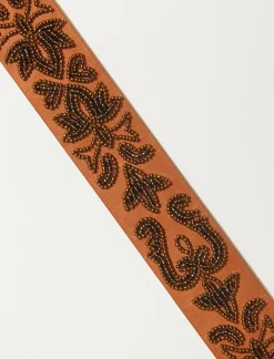 Lucky Brand beaded leather belt dark brown*WOMEN Belts