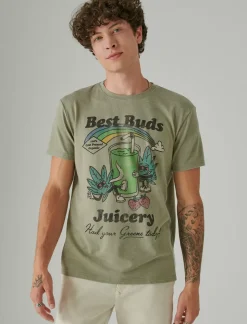 Lucky Brand best buds juice oil green*MEN Graphic Tees