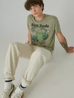 Lucky Brand best buds juice oil green*MEN Graphic Tees