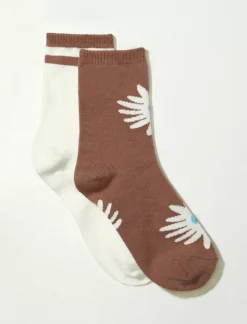 Lucky Brand bloom crew sock 2 pk dark brown*WOMEN Socks