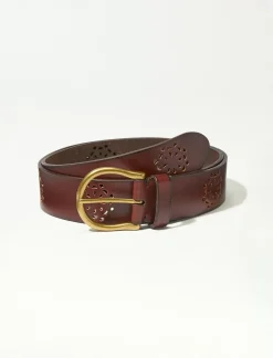Lucky Brand blossom cut out leather belt dark brown*WOMEN Belts
