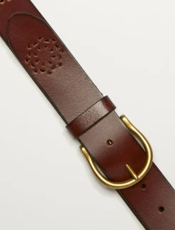 Lucky Brand blossom cut out leather belt dark brown*WOMEN Belts
