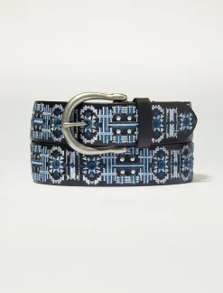 Lucky Brand blue geo embroidery belt multi*WOMEN Belts