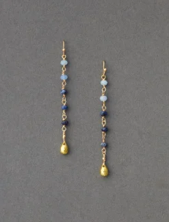 Lucky Brand blue stone linear drop earring gold*WOMEN Jewelry