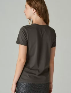 Lucky Brand bowie sparkle classic crew jet black*WOMEN Graphic Tees