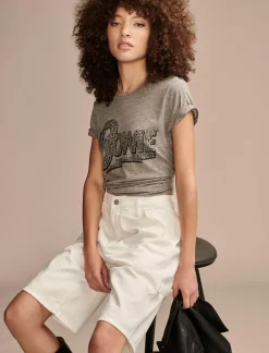 Lucky Brand bowie stars classic crew medium heather grey*WOMEN Graphic Tees