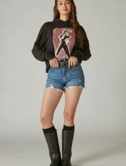 Lucky Brand bowie tour 83 pullover jet black*WOMEN Activewear