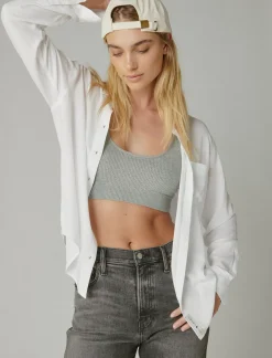 Lucky Brand boyfriend button down bright white*WOMEN Blouses