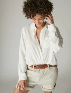 Lucky Brand boyfriend button-down shirt bright white*WOMEN Blouses