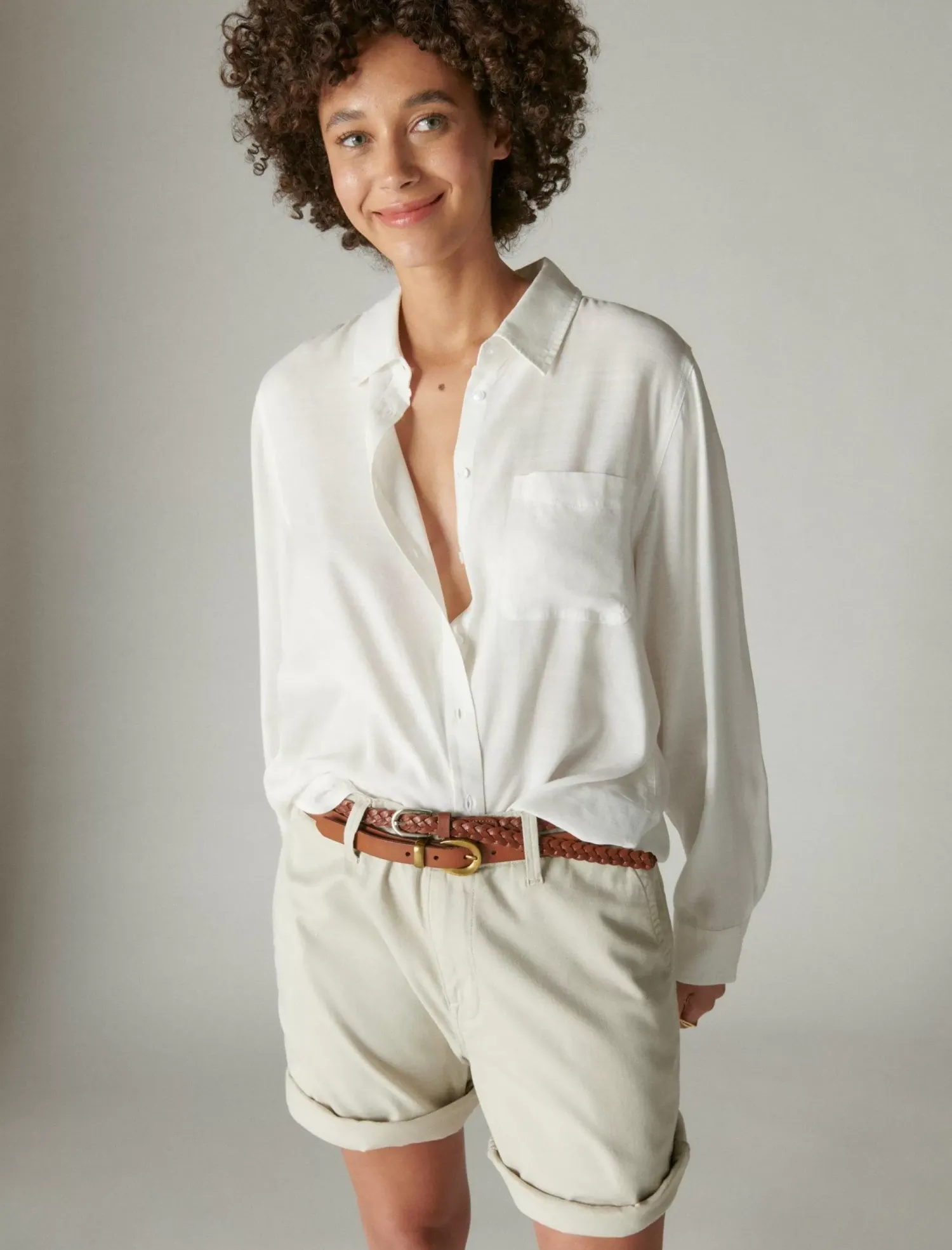Lucky Brand boyfriend button-down shirt bright white*WOMEN Blouses